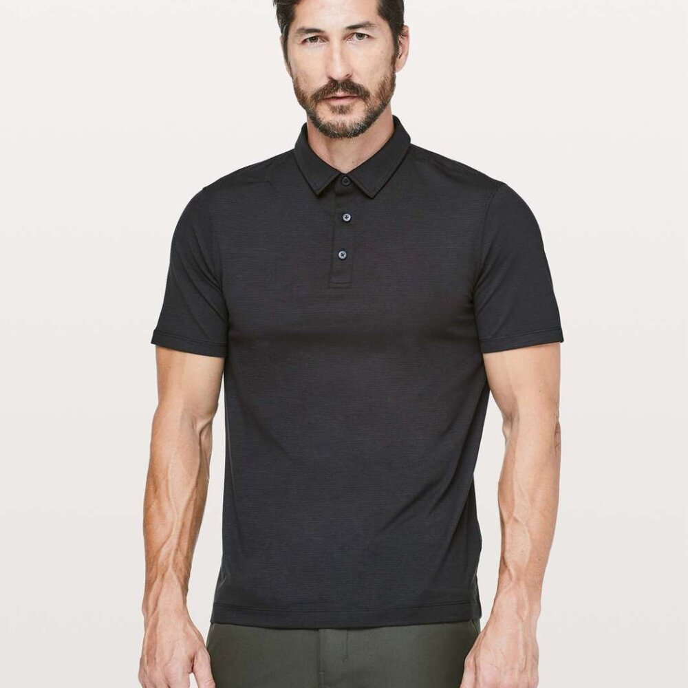 Lululemon Evolution Polo Men's Size S Black Activewear Short Sleeve Shirt